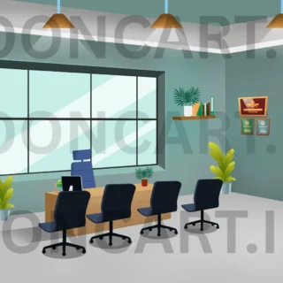 Office Room Background PSD – Editable HD/4K Template for Animation & Design
